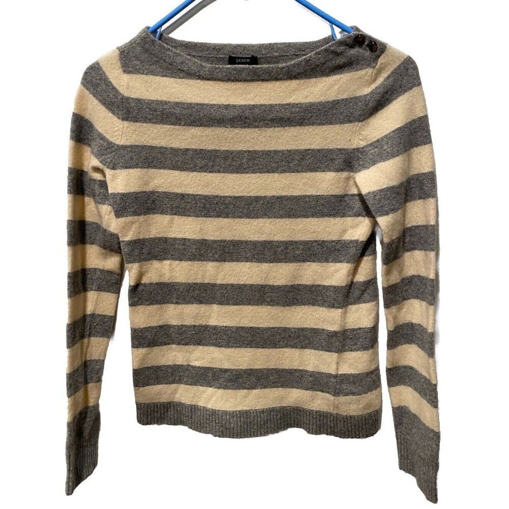 J. Crew wool‎ & cashmere blend Sweater Womens Sz Small Grey/ Tan striped